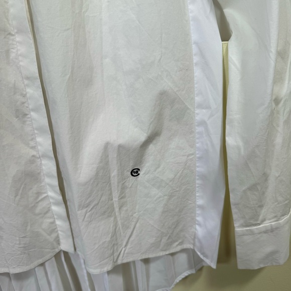 Derek Lam 10 Cotton Back Pleated Oversized Button Shirt Logo Embroidered Top S - Picture 4 of 16